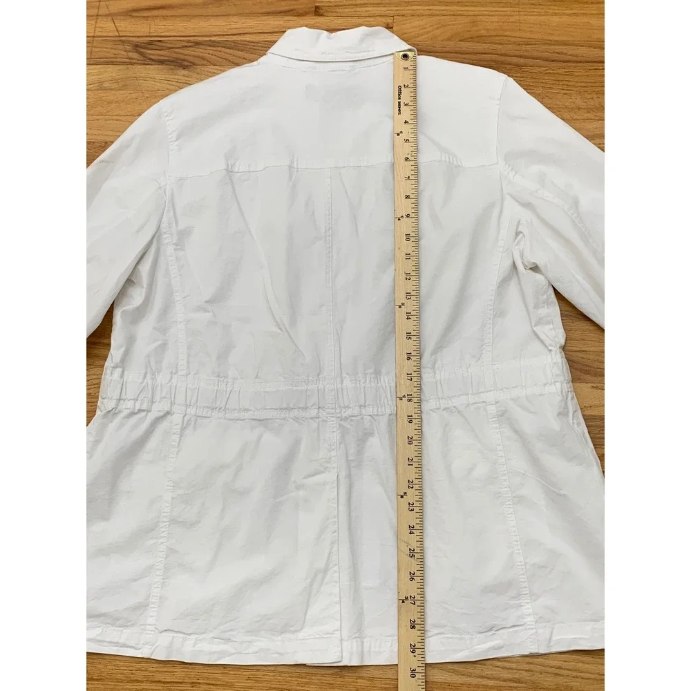 Talbots Plus Women's White Utility Safari Jacket Cotton Blend Button Front 1X - Picture 6 of 9